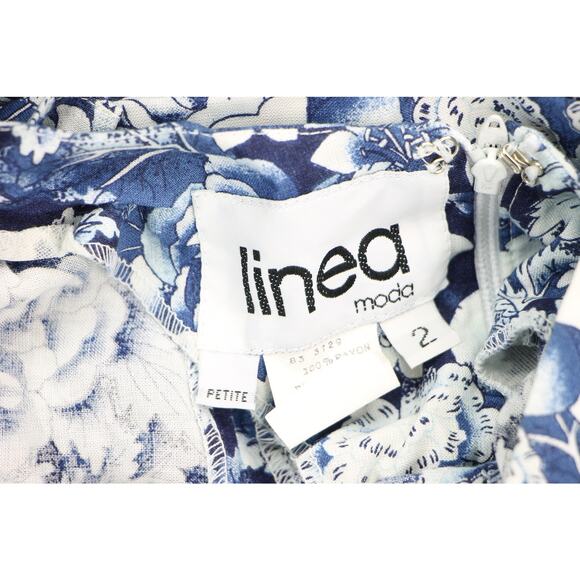 80s 90s Vintage Linea Moda Floral Flower Print Petite Deadstock Dress NWT - Picture 5 of 6